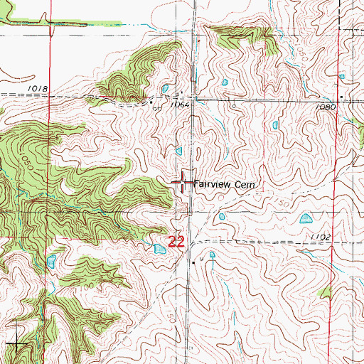 Topographic Map of Fairview Cemetery, IA
