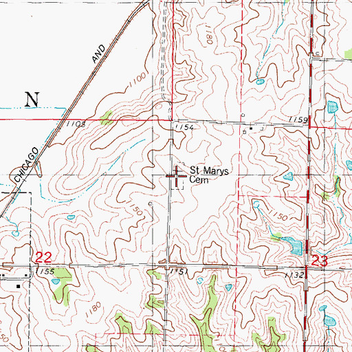 Topographic Map of Saint Marys Cemetery, IA