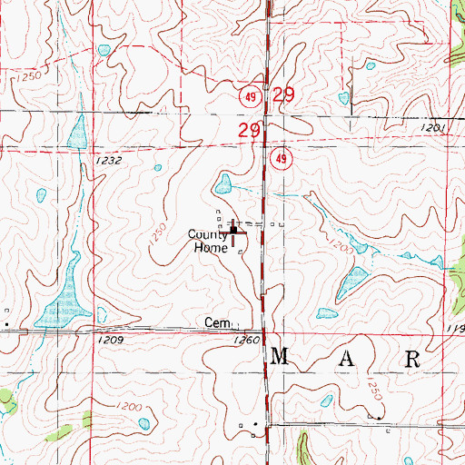 Topographic Map of Taylor County Home, IA