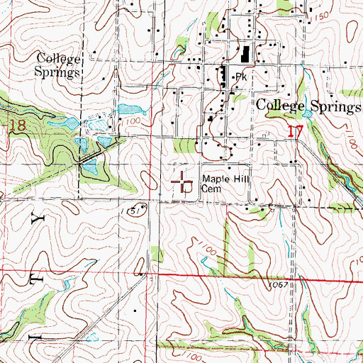 Topographic Map of Maple Hill Cemetery, IA
