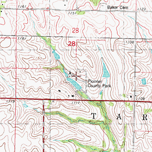 Topographic Map of Pioneer County Park, IA
