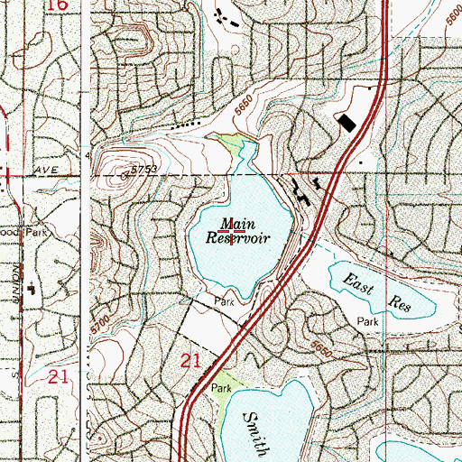Topographic Map of Main Reservoir, CO