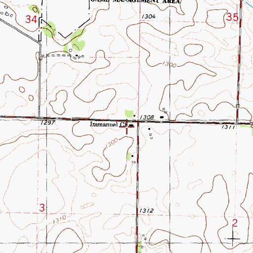 Topographic Map of Immanuel Church, IA