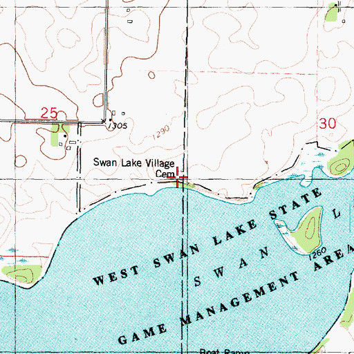 Topographic Map of Swan Lake Village Cemetery, IA