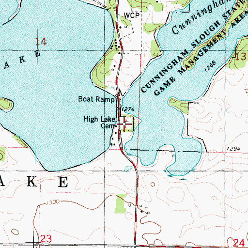 Topographic Map of High Lake Cemetery, IA