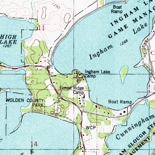 Topographic Map of Ingham Lake Camp, IA
