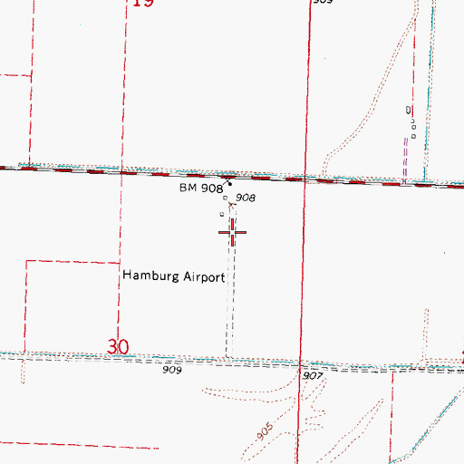 Topographic Map of Hamburg Airport (historical), IA