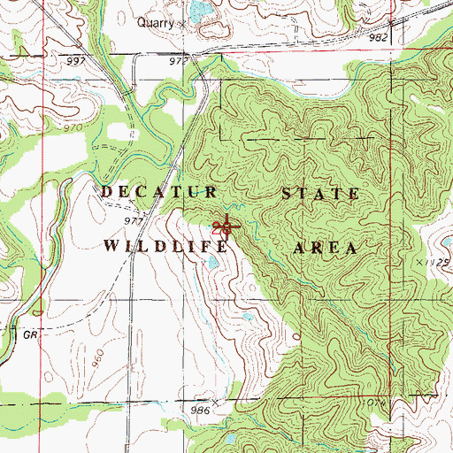 Topographic Map of Decatur State Wildlife Area, IA