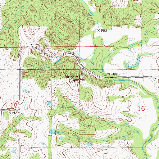 Topographic Map of McKee Cemetery, IA