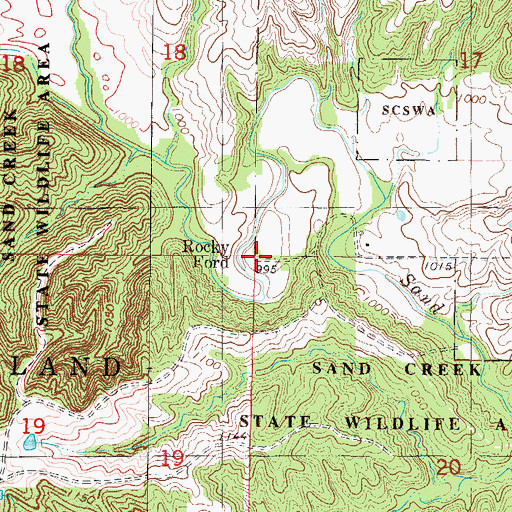 Topographic Map of Rocky Ford, IA