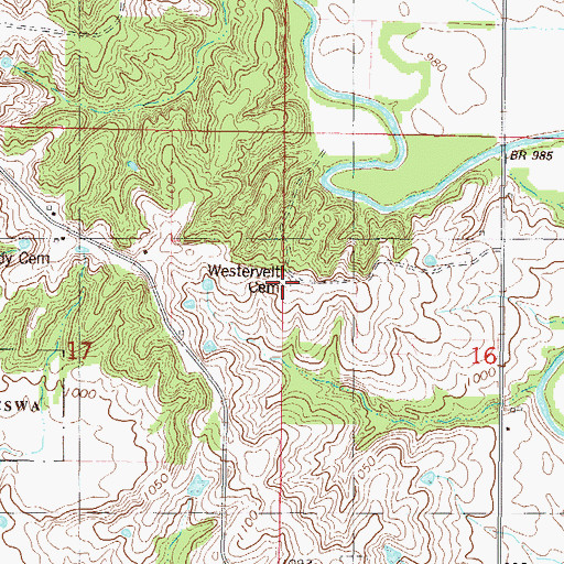 Topographic Map of Westervelt Cemetery, IA
