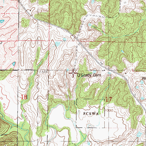 Topographic Map of O'Grady Cemetery, IA