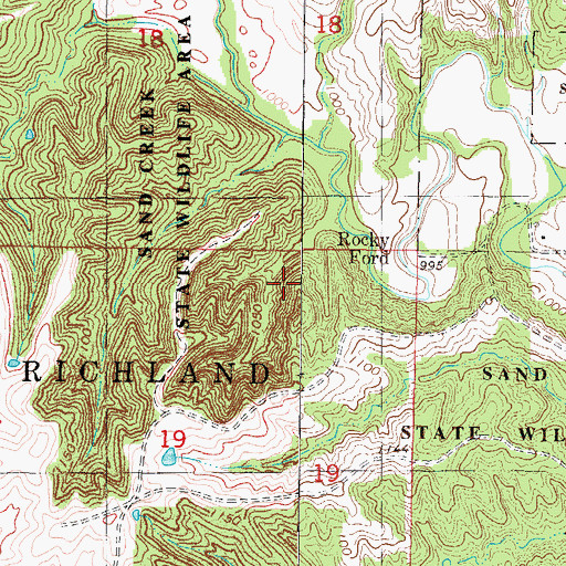 Topographic Map of Sand Creek State Wildlife Area, IA