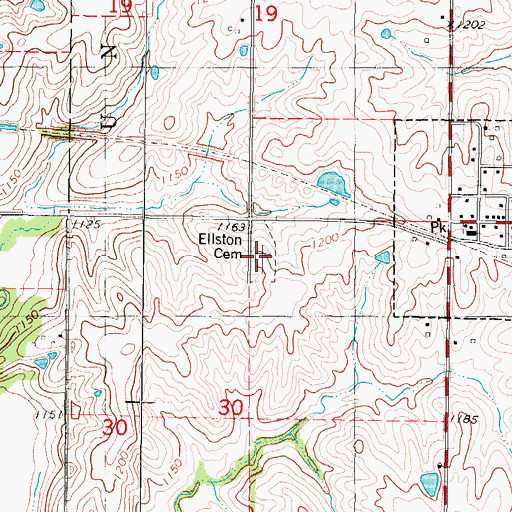 Topographic Map of Ellston Cemetery, IA