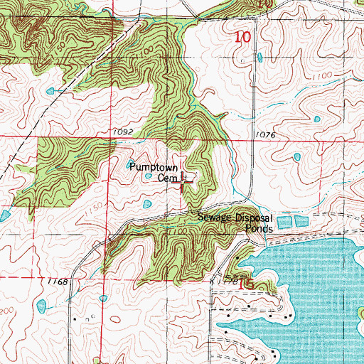 Topographic Map of Pumptown Cemetery, IA
