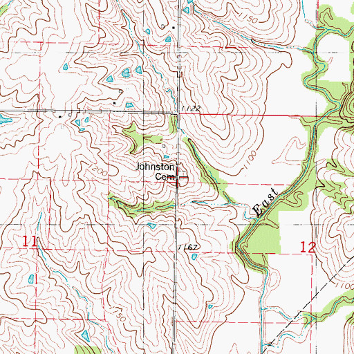 Topographic Map of Johnston Cemetery, IA