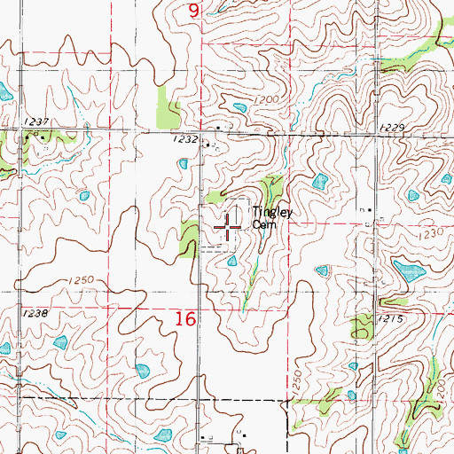 Topographic Map of Tingley Cemetery, IA
