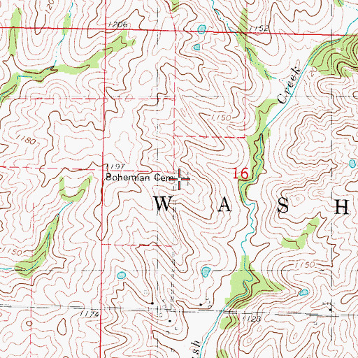 Topographic Map of Bohemian Cemetery, IA