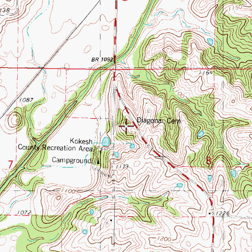 Topographic Map of Diagonal Cemetery, IA