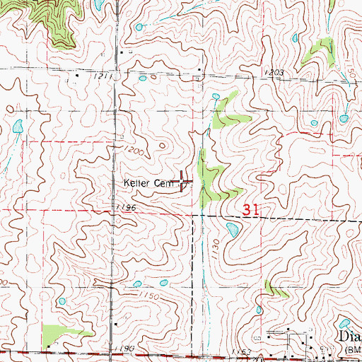 Topographic Map of Keller Cemetery, IA