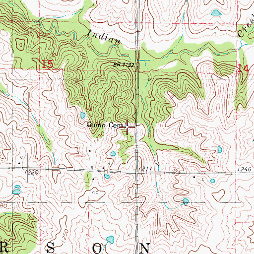 Topographic Map of Quinn Cemetery, IA