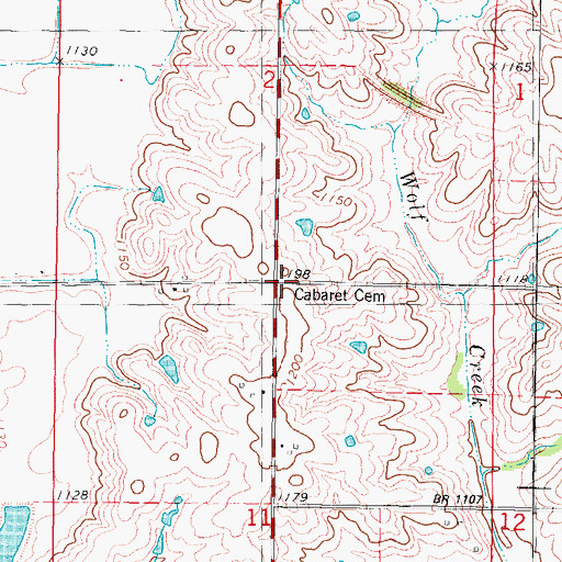 Topographic Map of Cabaret Cemetery, IA