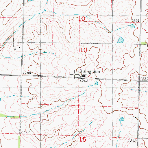 Topographic Map of Rising Sun Cemetery, IA