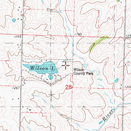 Topographic Map of Wilson County Park, IA