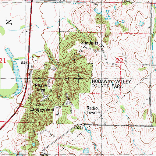 Topographic Map of Nodaway Valley County Park, IA