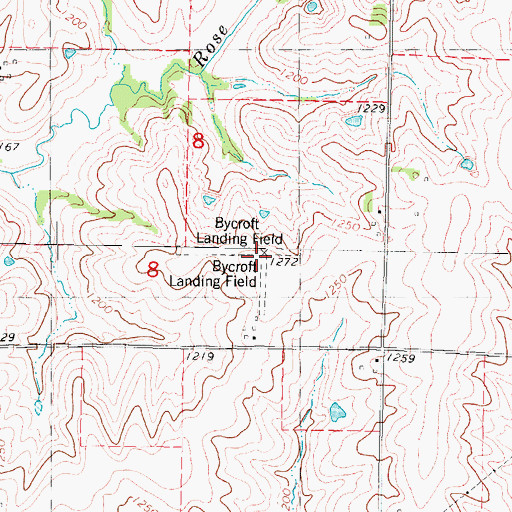 Topographic Map of Bycroft Landing Field (historical), IA
