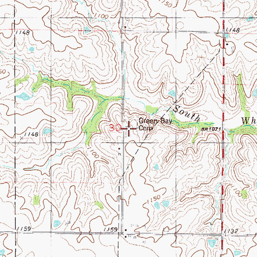 Topographic Map of Green Bay Cemetery, IA