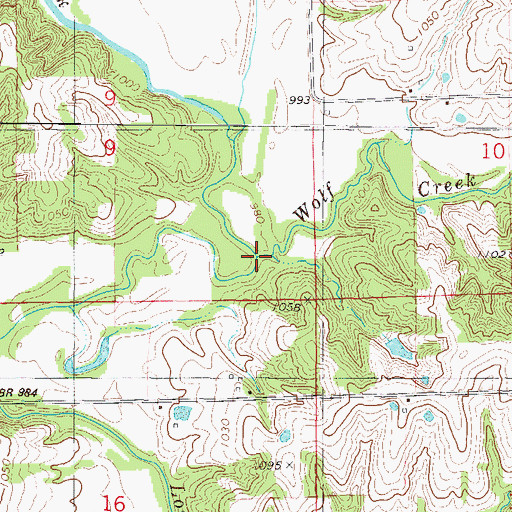 Topographic Map of Wolf Creek, IA