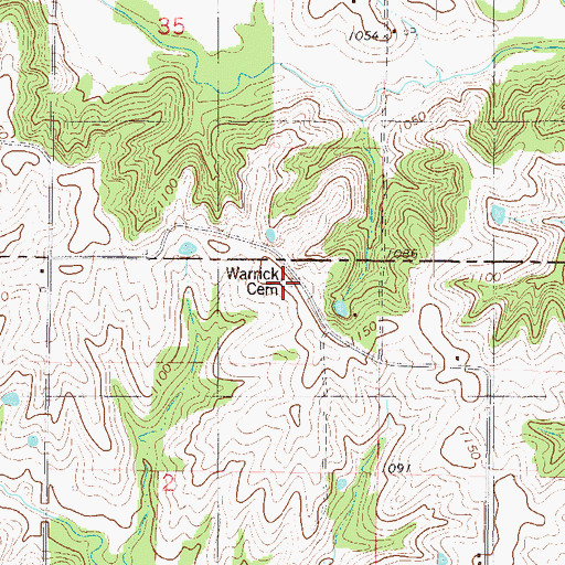 Topographic Map of Warrick Cemetery, IA