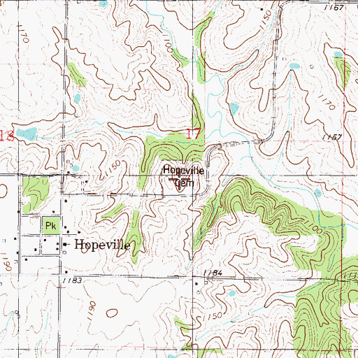 Topographic Map of Hopeville Cemetery, IA