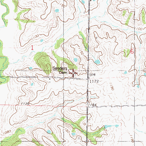 Topographic Map of Sanders Cemetery, IA