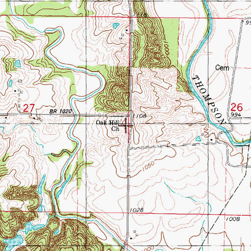 Topographic Map of Oak Hill Church, IA