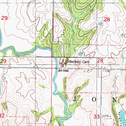 Topographic Map of Otterbein Cemetery, IA