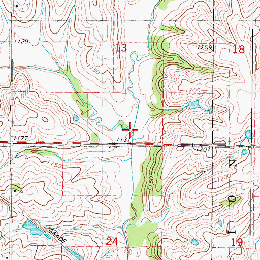 Topographic Map of Hackberry Creek, IA