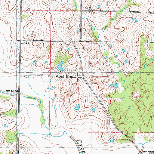 Topographic Map of Abel Cemetery, IA