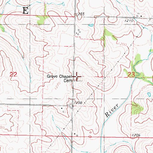 Topographic Map of Grove Chapel Cemetery, IA