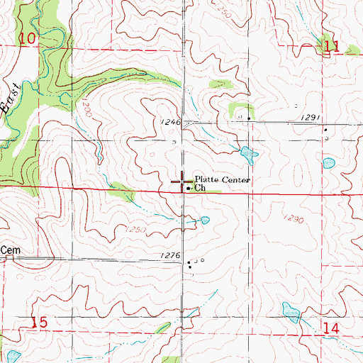 Topographic Map of Platte Center Church, IA