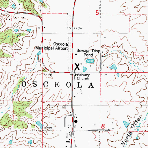 Topographic Map of Calvary Church, IA