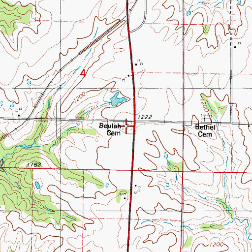 Topographic Map of Beulah Cemetery, IA