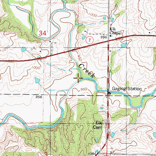 Topographic Map of West Elk Creek, IA