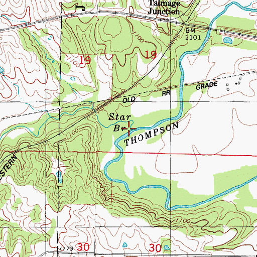 Topographic Map of Star Branch, IA
