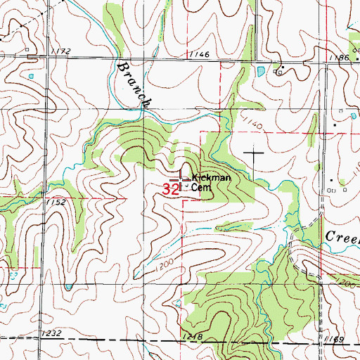 Topographic Map of Kickman Cemetery, IA
