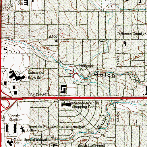 Topographic Map of Holbrook Park, CO