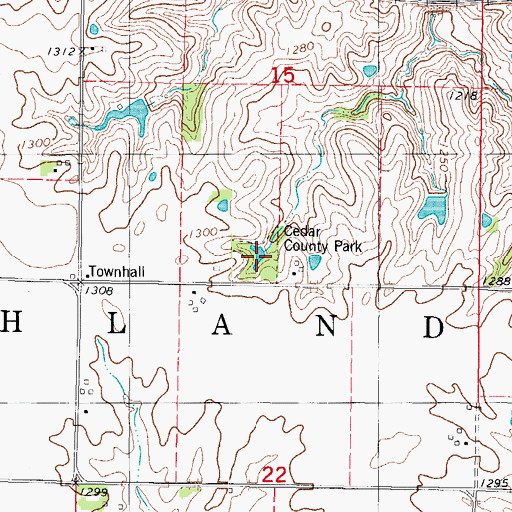 Topographic Map of Cedar County Park, IA