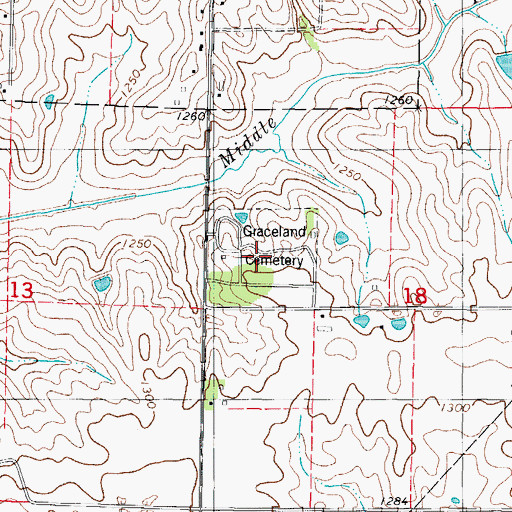 Topographic Map of Graceland Cemetery, IA