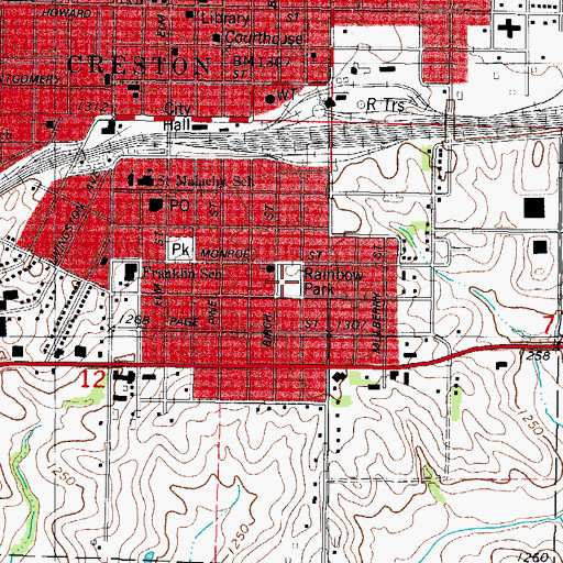 Topographic Map of Rainbow Park, IA